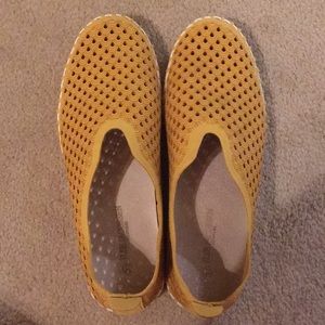 Gold slip on shoes